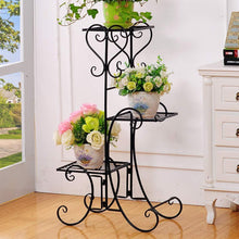 Load image into Gallery viewer, Plant Stand Metal Flower Holder Pot with 3 Tier Garden Decoration Display Wrought Iron 3 Layers Planter Rack Shelf Organizer for Garden Home Office Black (3layer)
