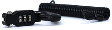 Load image into Gallery viewer, Auto Parts Prodigy Motorcycle Helmet Lock &amp; Cable - Rubberized Sleek Black Tough Combination PIN Locking Carabiner Device Secures Your Motorbike, Bicycle or Scooter Crash Hat (and Jacket) to Your Bike
