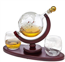 Load image into Gallery viewer, Godinger Whiskey Decanter Globe Set with 2 Etched Globe Whisky Glasses - for Liquor, Scotch, Bourbon, Vodka - 850ml
