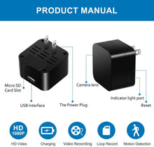 Load image into Gallery viewer, 【Upgraded】 Spy Camera Charger Hidden Cameras Nanny Cam USB Wall Adapter HD 1080P Mini Cams Plug for Home Security Motion Detection Up to 128GB Micro SD
