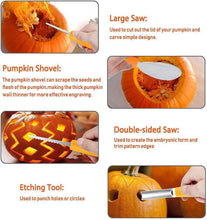 Load image into Gallery viewer, 12 Pieces Professional Pumpkin Carving Tool Kit Heavy Duty Stainless Steel Tool Set with Storage Carrying Case Used As a Carving Knife for Pumpkin Halloween Decoration
