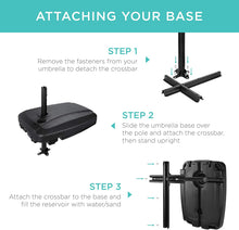 Load image into Gallery viewer, Nature&#39;s Blossom Best Choice Products Fillable Heavy-Duty Mobile Offset Patio Umbrella Base Stand w/Wheels, Cross Base, 53L Capacity
