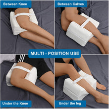 Load image into Gallery viewer, Knee Pillow Leg Pillows Memory Foam Pillow with Cooling Gel &amp; Adjustable Strap, Leg Position Pillow for Sciatica Relief, Back Pain, Leg Pain, Hip &amp; Joint Pain, Pregnancy &amp; Side Sleeper by iDOO

