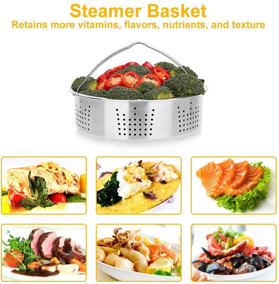 BAYKA Pressure Cooker Accessories Set, Compatible with Instant Pot 5, 6, 8 Qt, Steamer Basket, Springform Pan, Bites Molds, Egg Rack, Mini Mitts, 5,6,8