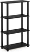 Furinno (99557BK/GY) Turn-N-Tube 4-Tier Multipurpose Shelf Display Rack - Black/Grey