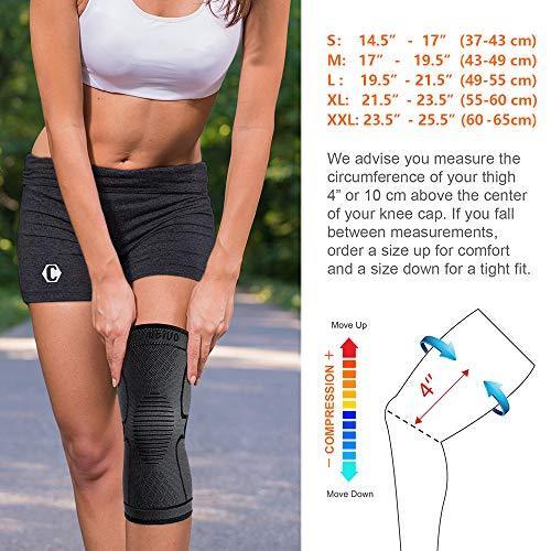 CAMBIVO 2 Pack Knee Brace, Knee Compression Sleeve Support for Running, Arthritis, ACL, Meniscus Tear, Sports, Joint Pain Relief and Injury Recovery