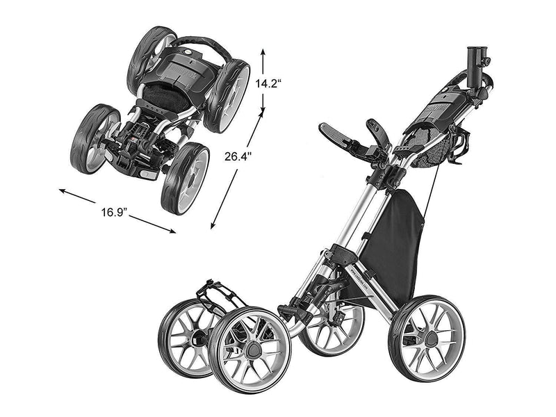 CaddyTek Caddycruiser One Version 8 - One-Click Folding 4 Wheel Golf Push Cart