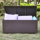 ART TO REAL Aluminum Frame Heavy Duty Outdoor Wicker Deck Storage Box Garden Container Bench Chest for Cushions and Toys