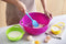 TRENDS home 8 Pc Stackable Mixing Bowl Set, Colorful Kitchen Mixing Bowls, Ideal kitchen mixing bowls, Nesting Mixing Bowls & Measuring Cups, Durable BPA Free Plastic Mixing Bowl set with handles.