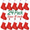 LimBridge Christmas Mini Stockings, 24 Pack 8 inches Glitter Star Print with Plush Cuff, Classic Stocking Decorations for Whole Family, Red