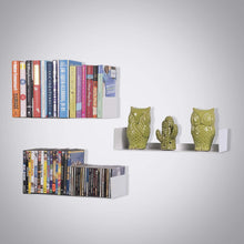 Load image into Gallery viewer, Wallniture Bali U Shape Bookshelves - Wall Mountable Metal CD DVD Storage Rack White Set of 3
