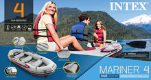 Load image into Gallery viewer, Intex Mariner 4, 4-Person Inflatable Boat Set with Aluminum Oars and High Output Air Pump (Latest Model)
