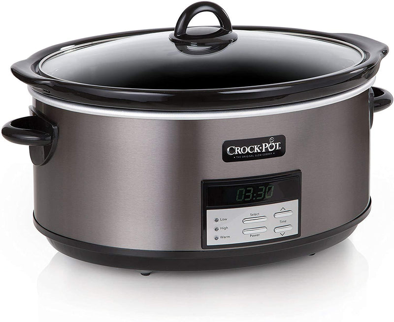 Crockpot Slow Cooker|8 Quart Programmable Slow Cooker with Digital Countdown Timer, Black Stainless Steel - SCCPVFC800-DS