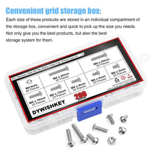 Load image into Gallery viewer, DYWISHKEY 200 Pieces M4 x 5mm/6mm/8mm/12mm/16mm/20mm/25mm Stainless Steel 304 Hex Button Head Cap Bolts and Nuts Kit
