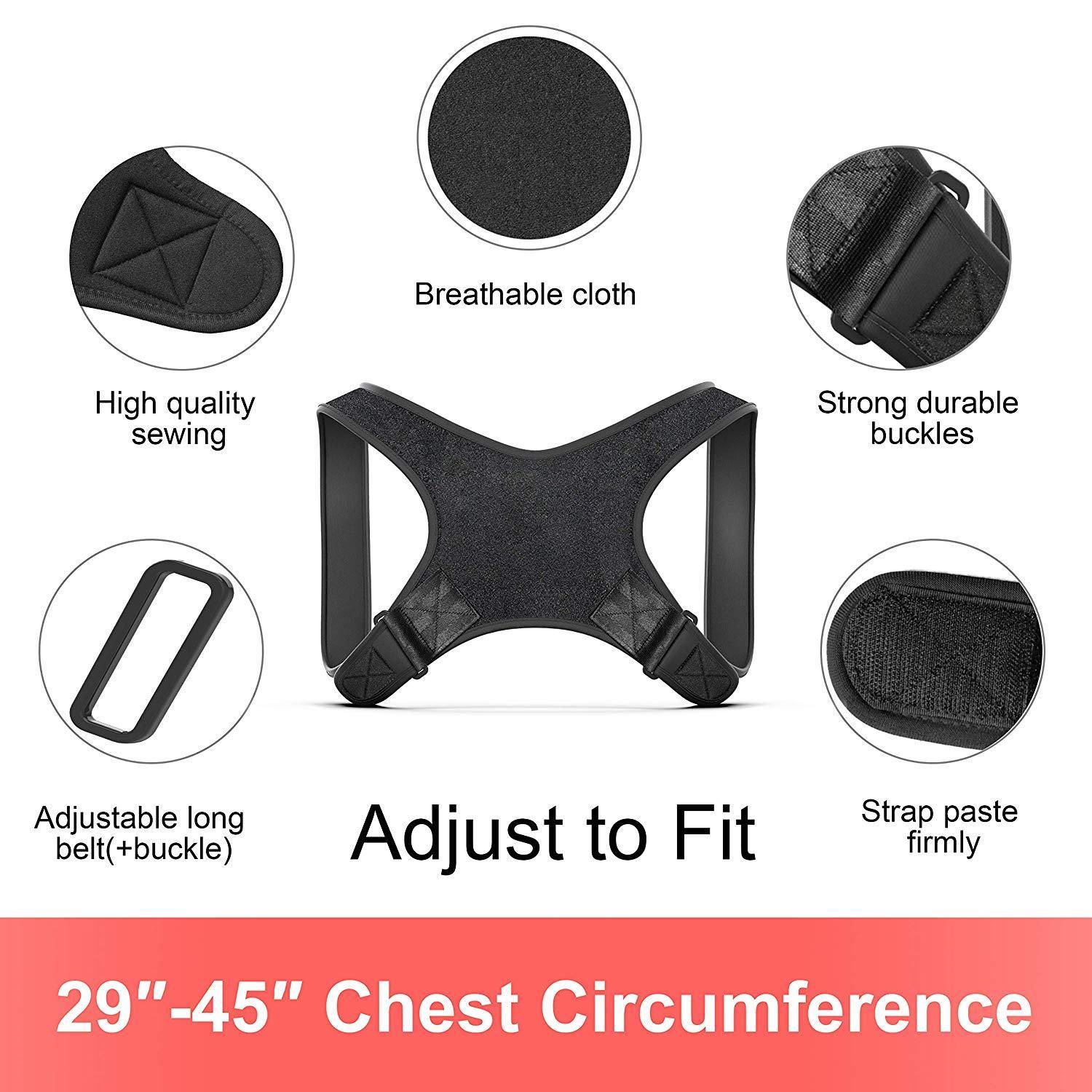 Posture Corrector for Men and Women – Effective Comfortable Adjustable Back Straightener- Upper Back Brace For Clavicle Support and Providing Pain Relife from Neck Shoulder (FDA Approved )