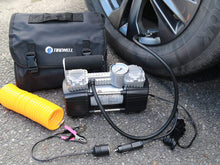 Load image into Gallery viewer, TIREWELL 12V Tire Inflator-Heavy Duty Double Cylinders Direct Drive Metal Pump 150PSI, Compressor with Battery Clamp and 5M Extension Air Hose, SUVs/Trucks/Vans/RVs
