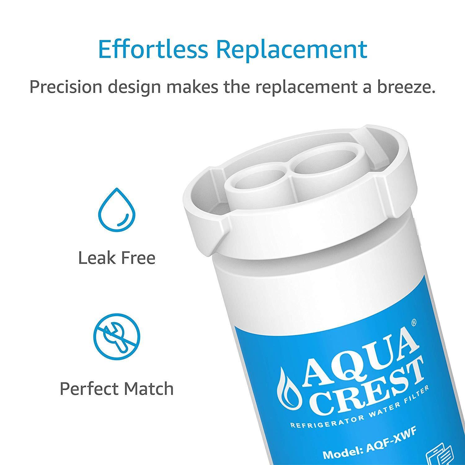 AQUACREST XWF Refrigerator Water Filter, Compatible with GE GBE 21, GDE21, GDE25, GFE24, GFE26, GNE21, GNE25, GNE27, GWE19, GYE18, GSE25, GSS23, GSS25, GZS22, PSE25, CZS22