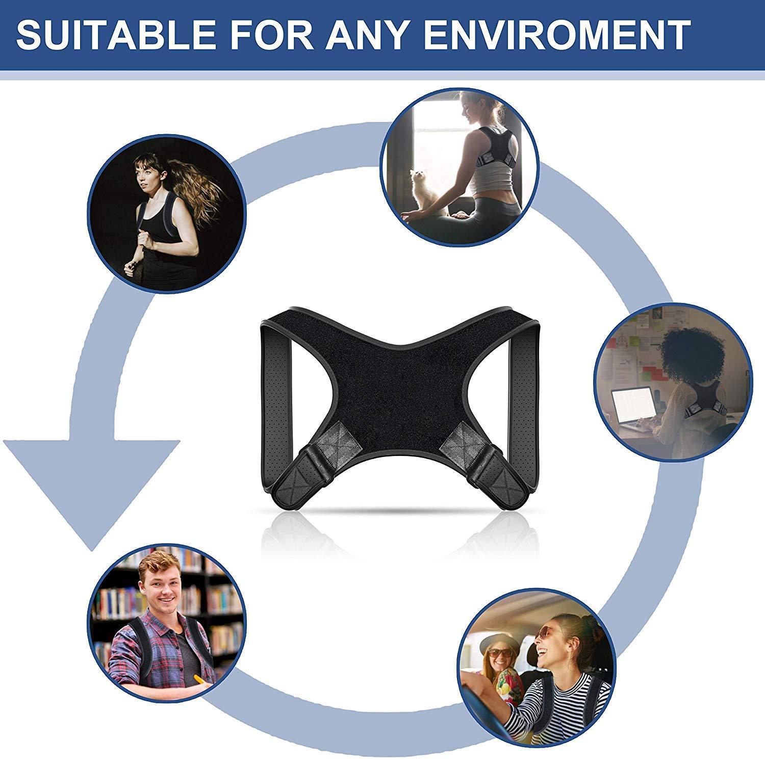 Posture Corrector for Men and Women – Effective Comfortable Adjustable Back Straightener- Upper Back Brace For Clavicle Support and Providing Pain Relife from Neck Shoulder (FDA Approved )