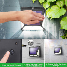 Load image into Gallery viewer, Solar Lights Outdoor, Mitaohoh 82 LEDs Wireless Waterproof Solar Motion Sensor Light Outdoor with 3 Sided Illumination and 270° Wide Angle for Garden, Yard, Fence, Step, Front Door (4 Pack)
