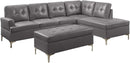 Homelegance Barrington 109" x 108" PU Leather Chaise Sofa, Gray