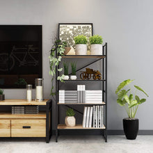 Load image into Gallery viewer, ZGXY Classics 4-Tier Shelving Units Storage Rack Supreme Steel Wood Display Shelving Organization, Black

