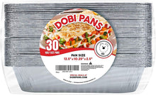 Load image into Gallery viewer, DOBI (30-Pack) Aluminum Pans 9&quot; x 13&quot; - Disposable Aluminum Foil Trays for Baking, Cooking or Lining Deep Steam Table Pans
