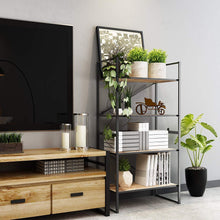 Load image into Gallery viewer, ZGXY Classics 4-Tier Shelving Units Storage Rack Supreme Steel Wood Display Shelving Organization, Black

