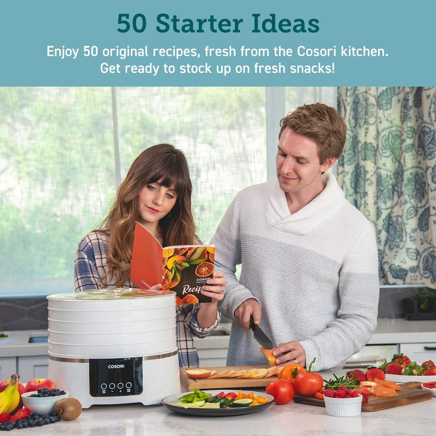 COSORI Dehydrator Machine for Beef Jerky Food,Fruit,Dog Treats,Herbs 5 BPA-Free Trays with Timer and Temperature Control, 50 Recipes for Beginners,ETL Listed/FDA Compliant, CO165-FD