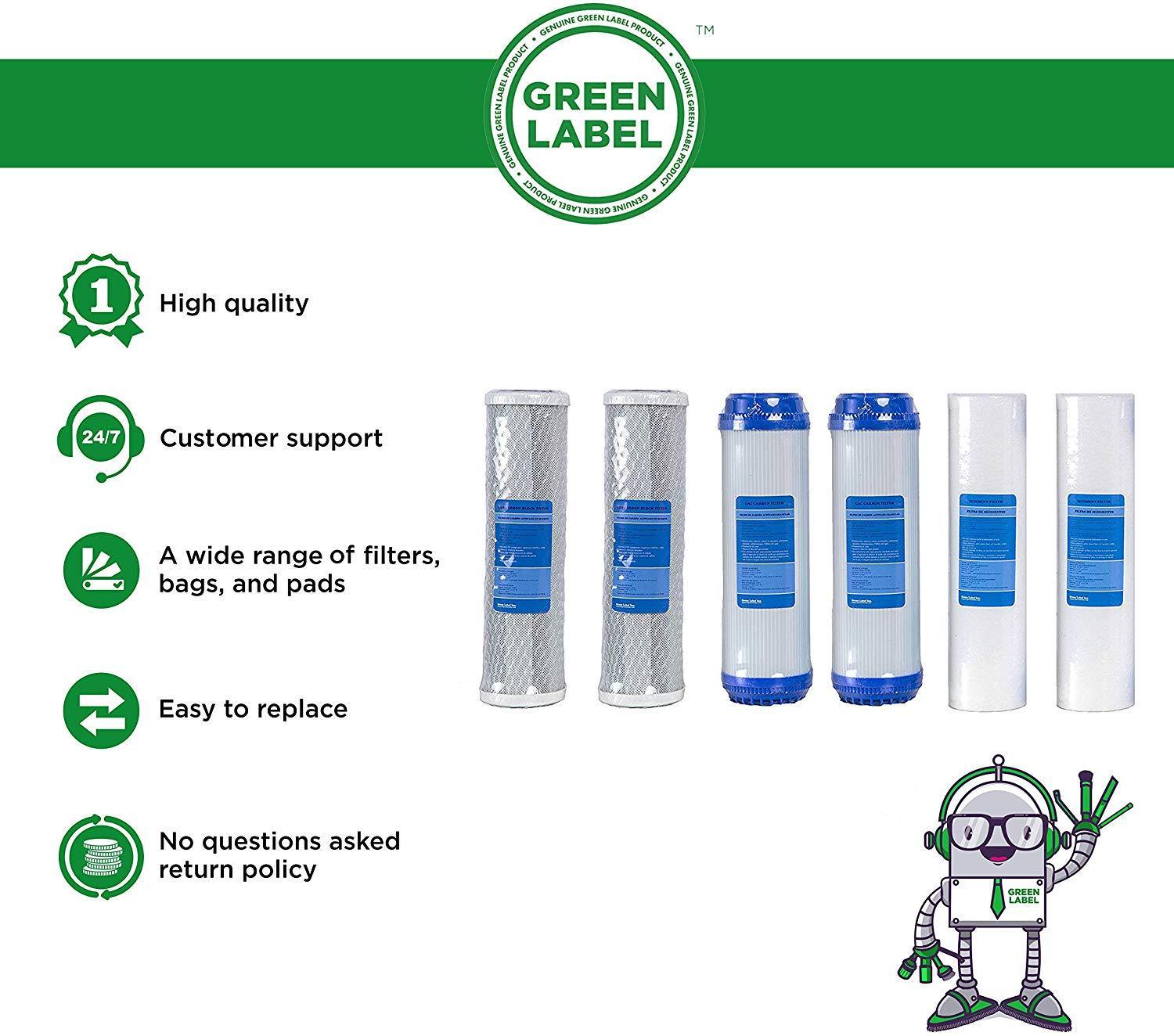 Label Filter Green Label Universal 10 Inch Replacement Filter Set for Standard Mult ...