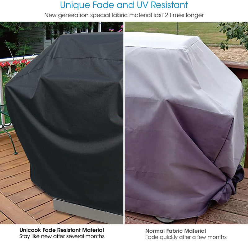 Unicook Heavy Duty Waterproof Barbecue Gas Grill Cover, 70-inch BBQ Cover, Special Fade and UV Resistant Material, Durable and Convenient, Fits Grills of Weber Char-Broil Nexgrill Brinkmann and More