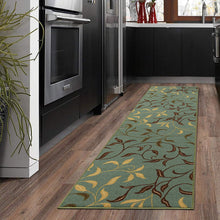 Load image into Gallery viewer, Ottomanson Otto Home Contemporary Leaves Design Modern Area Rug Hallway Runner, 2&#39;7&quot; X 9&#39;10&quot;, Sage Green/Aqua Blue
