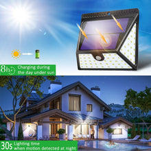 Load image into Gallery viewer, Solar Lights Outdoor, Mitaohoh 82 LEDs Wireless Waterproof Solar Motion Sensor Light Outdoor with 3 Sided Illumination and 270° Wide Angle for Garden, Yard, Fence, Step, Front Door (4 Pack)
