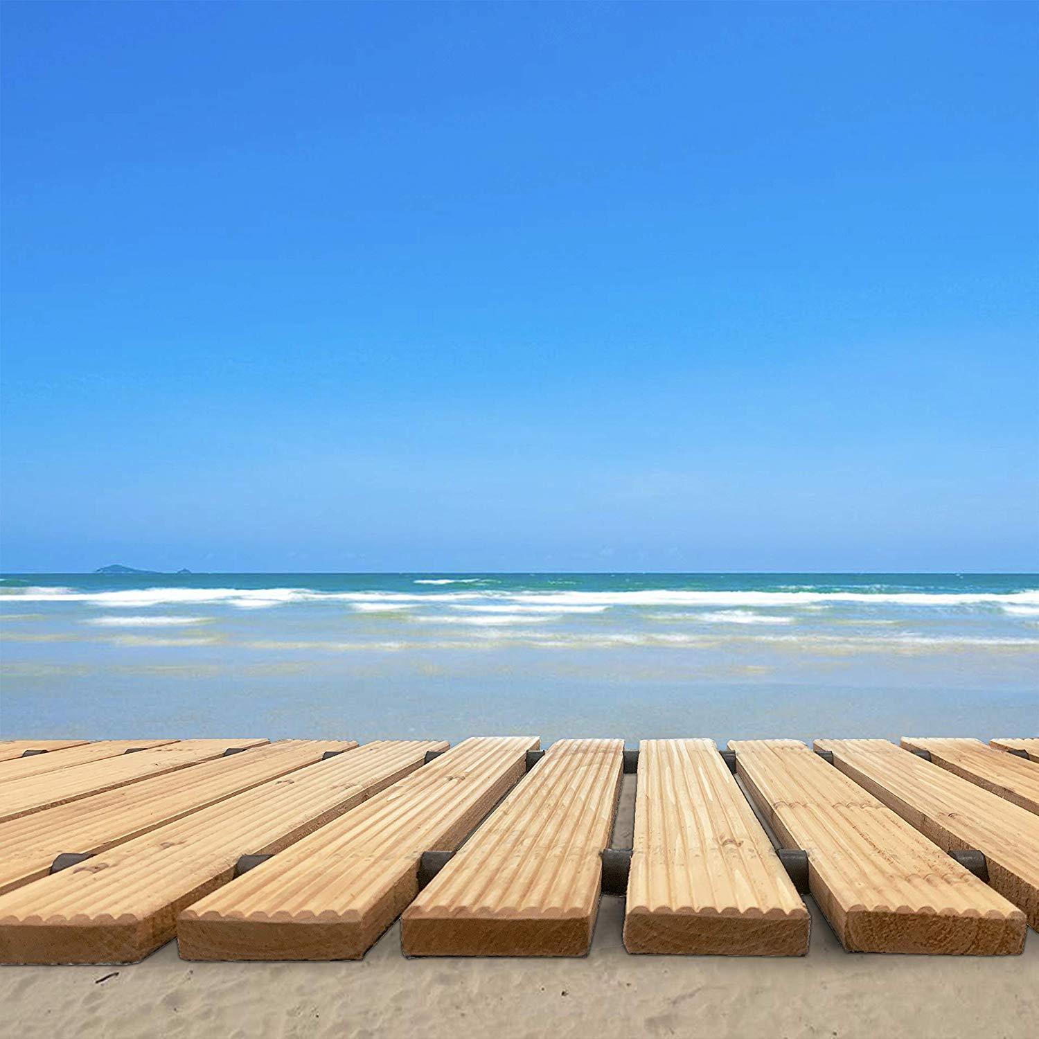 Reliancer 8' Wooden Garden Pathway Weather-resistant Straight Walkway Roll Out Cedar Outdoor Patio Path Rustic Decorative Garden Boardwalk Walkways Roll Up Beach Wood Road Floor Wedding Party Pathways
