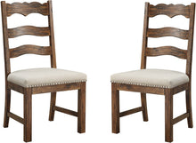 Load image into Gallery viewer, Emerald Home Furnishings  Bay Rustic Brown Dining Chair with Upholstered Seat, Ladder Back, And Nailhead Trim, Set of Two
