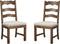 Emerald Home Furnishings  Bay Rustic Brown Dining Chair with Upholstered Seat, Ladder Back, And Nailhead Trim, Set of Two