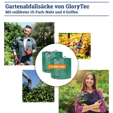 Load image into Gallery viewer, Glorytec 2-Pack Garden Bags - 132 Gallons Leaf Bag - Price-Performance Winner 2018 - Large Reusable Gardening Bagster with 4 Handles - Collapsible Lawn and Yard Waste Containers
