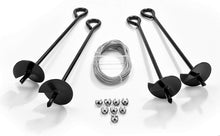 Load image into Gallery viewer, Ground Anchor with 50 Feet of Galvanized Wire with Clamps – Ideal for Securing Animals, Tents, Canopies, Sheds, Powder-Coated Solid Steel Auger – Pack of 4 by AshmanOnline
