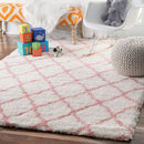 PAGISOFE Nelda Trellis Shag Rug, 4' x 6', Baby Pink