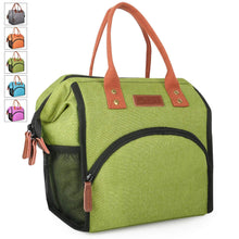 Load image into Gallery viewer, Lunch Bag, KOMUEE Insulated Lunch Box Wide-Open Lunch Tote Bag Large Drinks Holder Durable Nylon Thermal Snacks Organizer for Women Men Adults College Work Picnic Hiking Beach Fishing (green)
