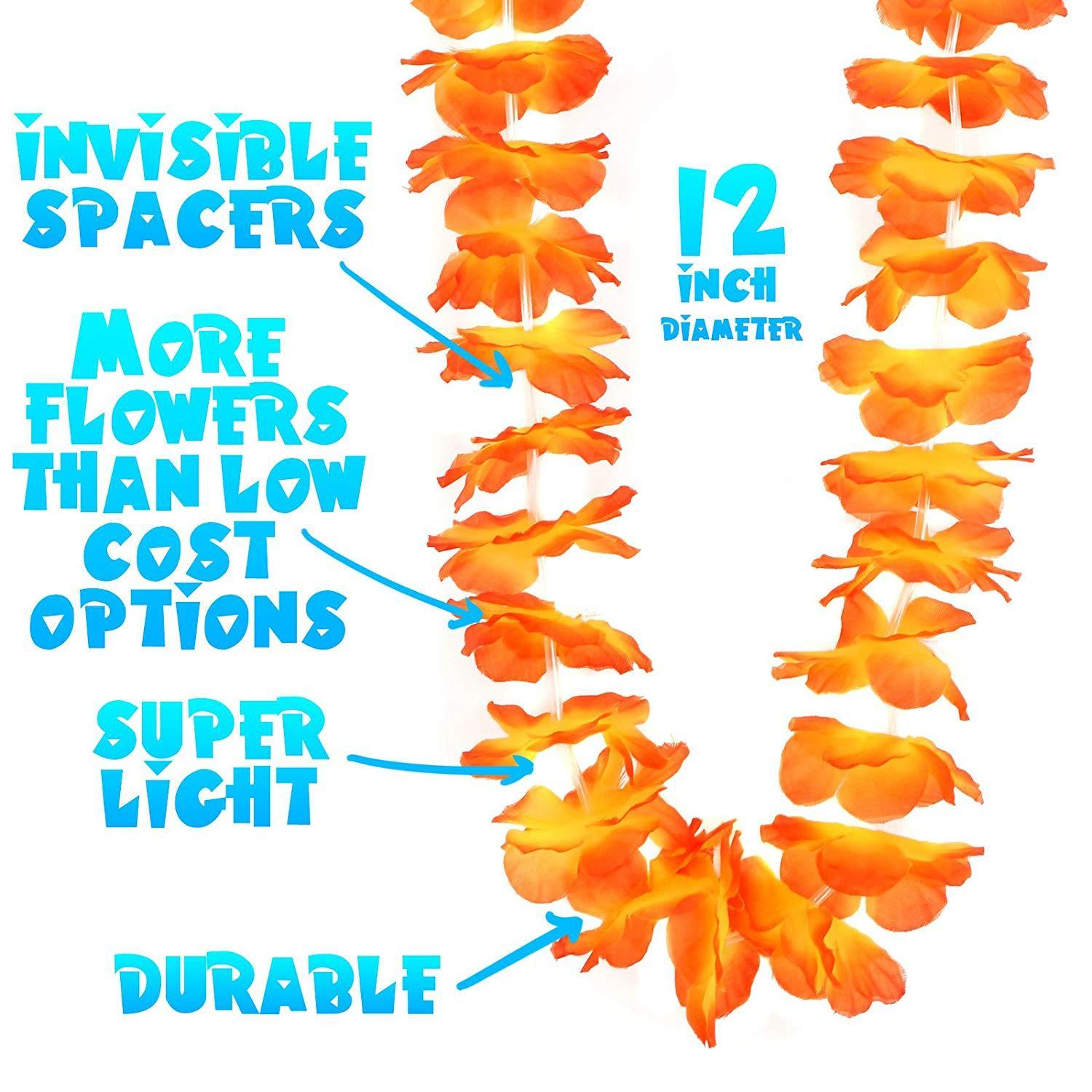 Hawaiian Leis Luau Party Supplies - Bulk 50 Pack Flower Necklaces for Tropical Party Favors Decorations - Colorful Variety of Simulated Silk Floral Lei Beach Theme Parties Kit