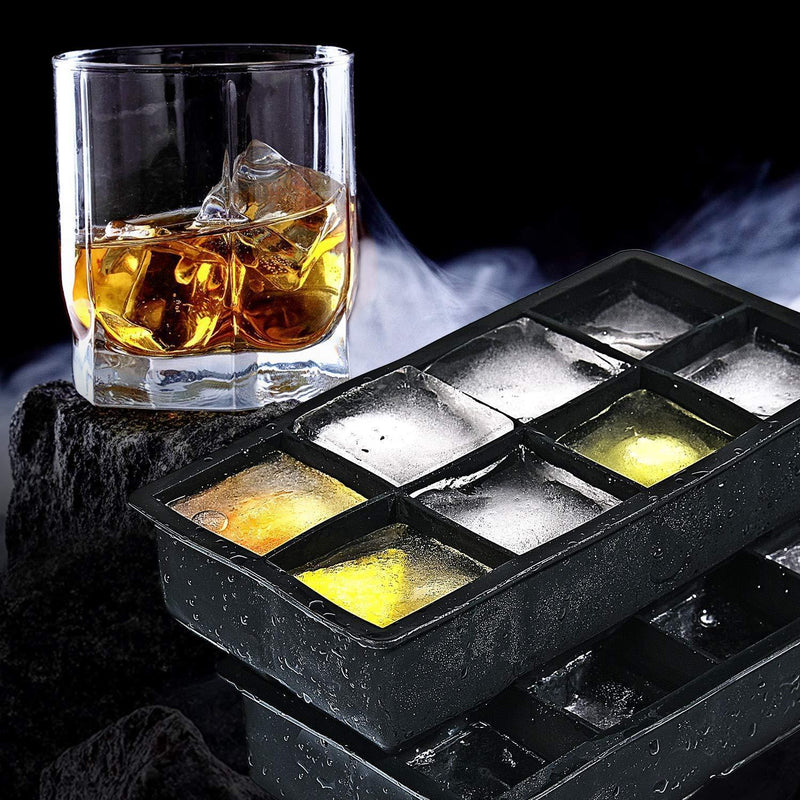 Ice Cube Trays Silicone Large Square Ice Cube Molds for Whiskey and Cocktails, Keep Drinks Chilled, Reusable and BPA Free (2pc/Pack)