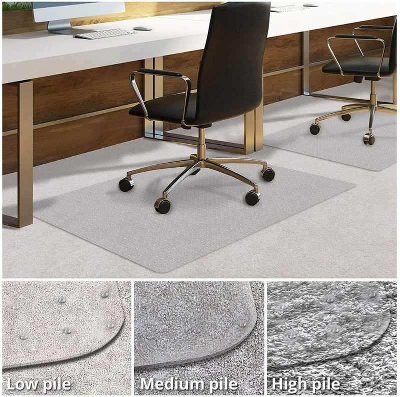 Office Marshal Chair Mat for Carpeted Floors | Desk Chair Mat for Carpet | Clear PVC Mat in Different Thicknesses and Sizes for Every Pile Type | Medium-Pile 40"x48"