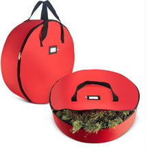 Load image into Gallery viewer, 2-Pack Christmas Wreath Storage Bag 36&quot; - Artificial Wreaths, Durable Handles, Dual Zipper &amp; Card Slot, Holiday Xmas Tear Resistant Storage Container 420D Oxford Fabric by ZOBER
