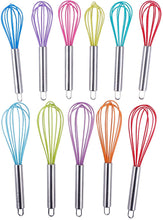 Load image into Gallery viewer, TEEVEA  8 and 10 Inch Silicone Whisk, 2-Pack Balloon Egg Dough Whisk Set Solid Color (Random Color Sent)
