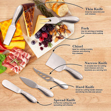 Load image into Gallery viewer, Home Perspective Premium Stainless Steel Cheese Tool Set - 6 Piece Box Cheese Knife Set - Cut, Spread, Shave and Serve All Your Favorite Cheeses
