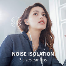 Load image into Gallery viewer, Moshi Mythro LT Earphones, Lightning MFi Certified, Noise Isolation, DAC 24-bit/ 48 kHz,3 Button Control Microphone, Hybrid Injection eartips - White
