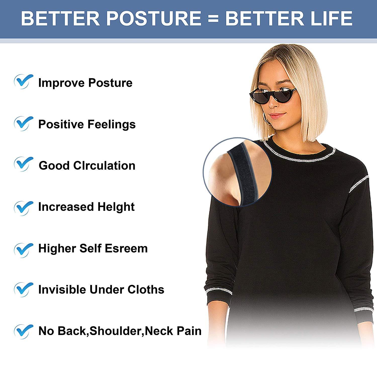 Posture Corrector for Men and Women – Effective Comfortable Adjustable Back Straightener- Upper Back Brace For Clavicle Support and Providing Pain Relife from Neck Shoulder (FDA Approved )