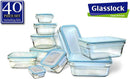 Glasslock Storage Containers 20pc set Green Lids Microwave & Oven Safe Airtight Anti Spill Proof