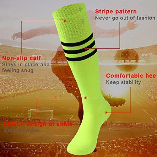 saounisi Unisex Tube Socks Stripe,2 Pairs Knee High Football Soccer Volleyball Baseball Cheerleading Team Socks