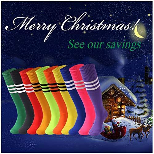 saounisi Unisex Tube Socks Stripe,2 Pairs Knee High Football Soccer Volleyball Baseball Cheerleading Team Socks